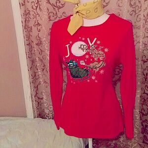 Cute Santa and raindear joy long sleeve tee